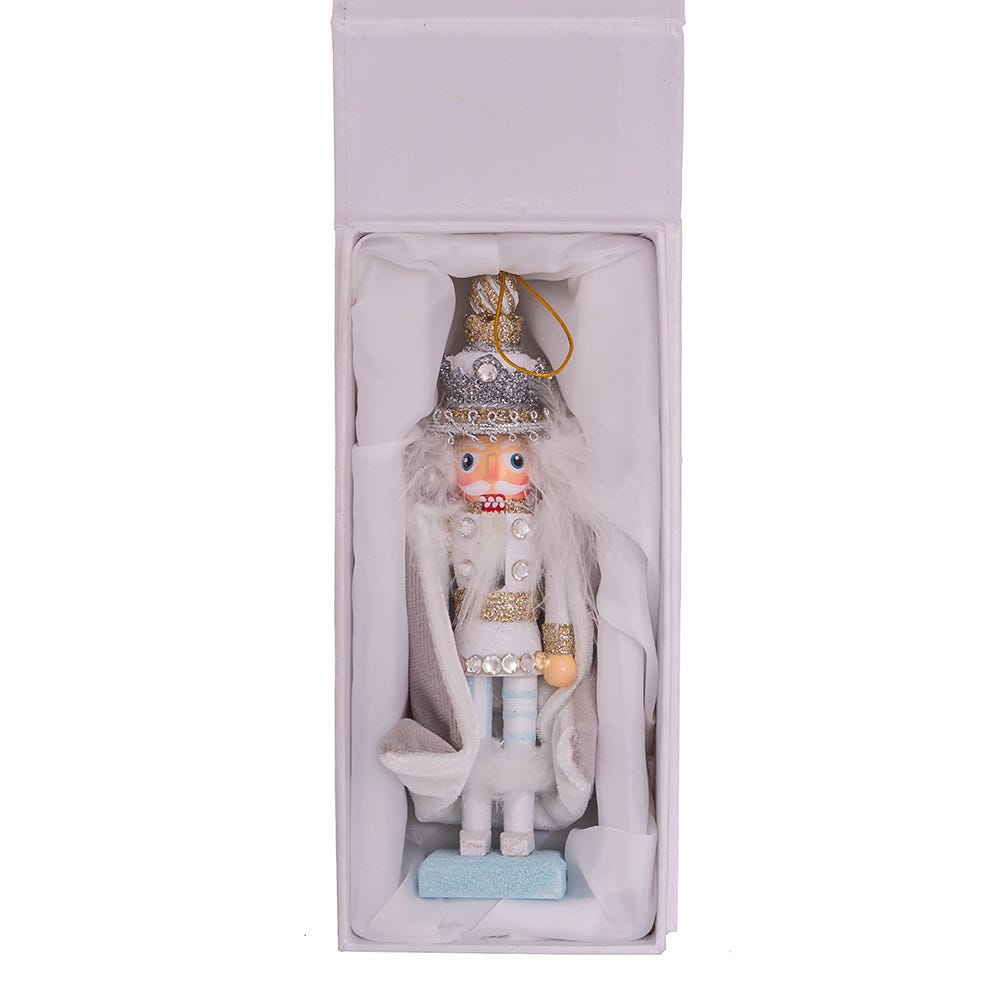 Kurt Adler 6-Inch Hollywood White and Silver Swarovski King Nutcracker Ornament